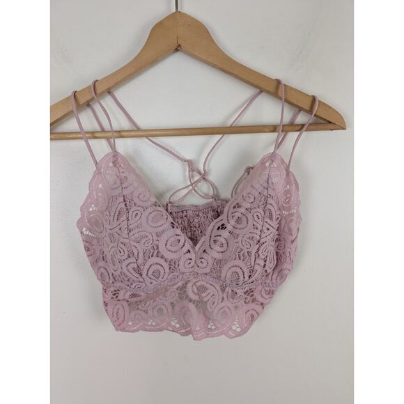 Victoria's Secret PINK Medium Lace Bralette Star Bra Pastel M Removable Pads - Picture 1 of 10